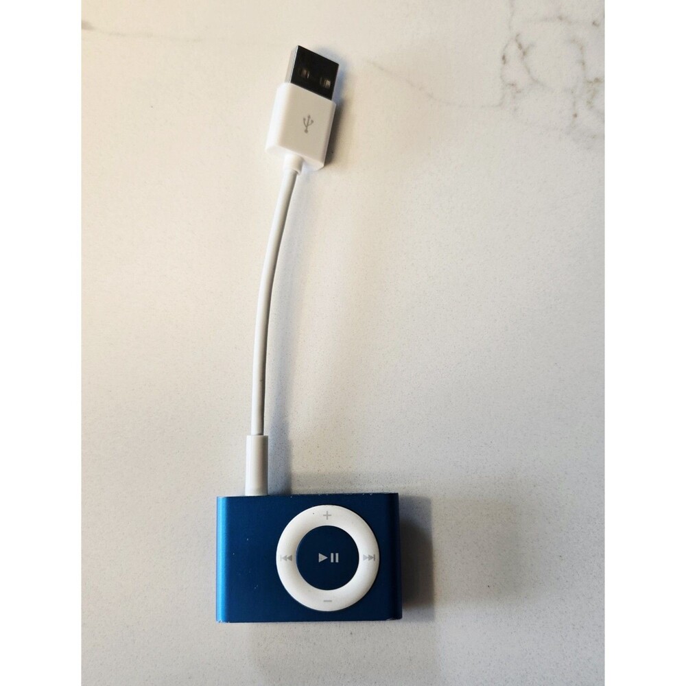 Apple iPod Shuffle 4th Gen Blue 2GB Untested For Parts Only W/ USB Cable Bundle